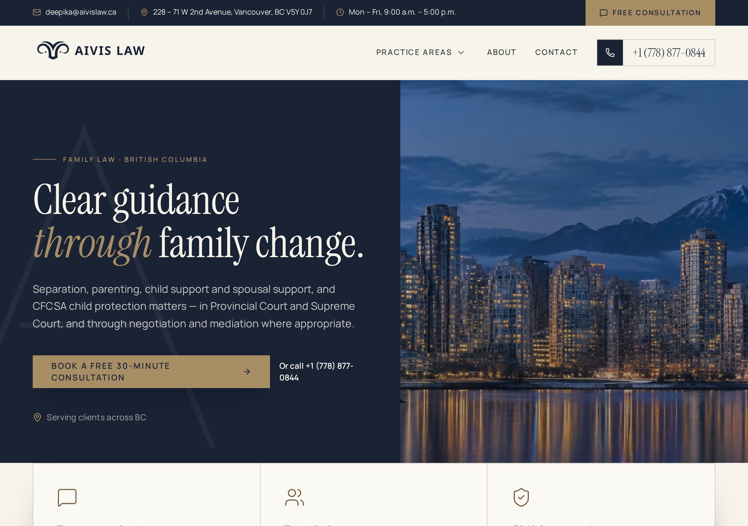 Website design for Aivis Law, a family law firm business